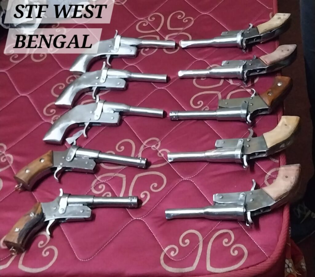 রেললাইনে বন্দুক নিয়ে!