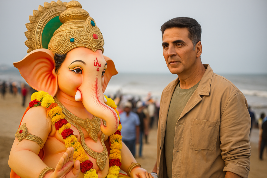 অক্ষয় কুমার গণপতি বিসর্জনের পরে জুহু বিচ পরিষ্কার করলেন, সমাজে সুন্দর বার্তা দিলেন