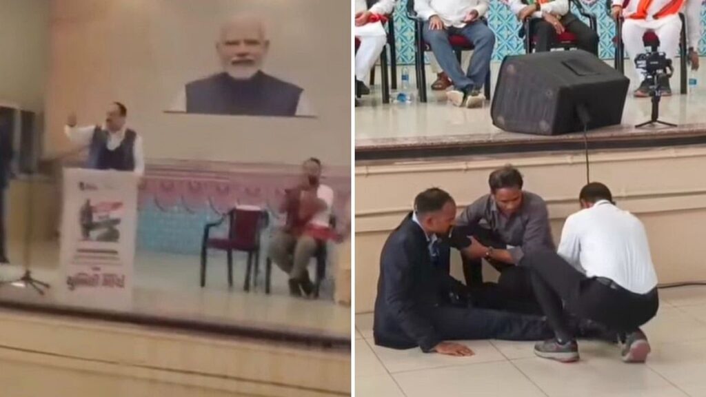 নাড্ডার সভায় নিরাপত্তারক্ষী অচৈতন্য, থামলো না সভা,ভিডিও ভাইরাল হতেই নেটমাধ্যমে সমালোচনার ঝড়